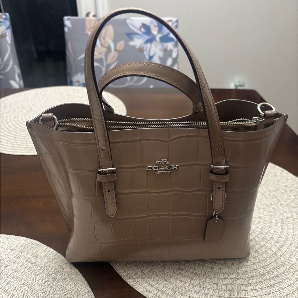 Coach Tan Croc-Embossed Mollie 25 tote